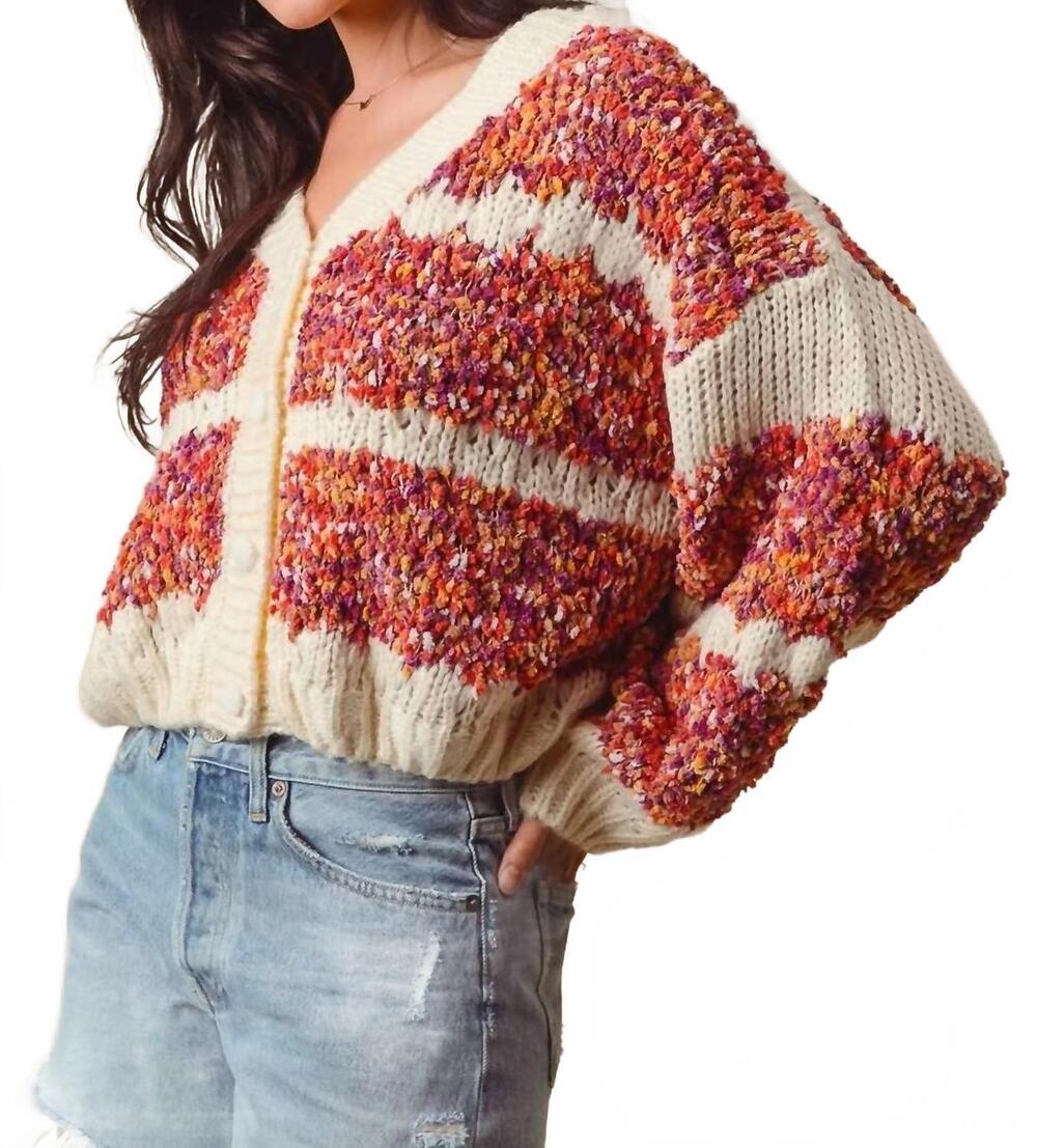 NEW SO ME gracie button down cardigan in rust - Picture 2 of 4